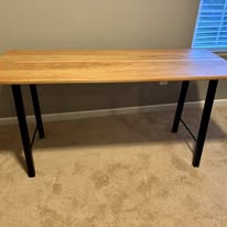 Modern handcrafted desk with natural wood top — custom furniture by Two Mittens